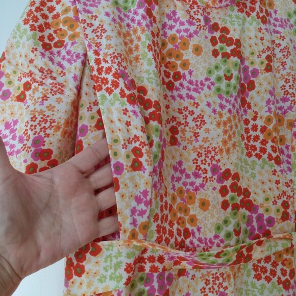 Amish Mennonite Cape Dress 36"B 31"W Vintage 60s Style Pink Orange - Picture 7 of 16